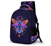 WECECE Mochila Bee Colegio Niño 8-12 Años-Mochila Escolar Primaria Infantil Ligera con Corazón Shape Motif para La Escuela, Viajes y El Día a Día