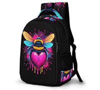 WECECE Mochila Bee Motif Escolar Niño Adolescente Bee Motif 9 a 14 Años, Mochila para Niños con Corazón Shape 8 a 13 Años, Mochilas Escolares Grande Ligera
