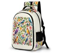 WECECE Mochila Bird Motif Escolar Niña Adolescente, Mochilas Hoja de Planta Infantil Informal Gran Capacidad, Bonita Mochila Viaje para Niños De 8 10 12 14 Años