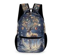 WECECE Mochila Bonito Ciervo Curso 2-5 para Niños Mochila Colegio Tema de Reno 4-6 Curso Niñas 8 Años Bolsa de Escuela Resistente Uso Diario Libros Cuadernos Botella Outdoor Tiempo Libre