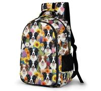 WECECE Mochila Border Collie Escolar Niña, Mochilas Primaria Escolares Transpirable para Infantil Niño De 8 10 12 Años, Kawaii Mochila Chicas Colegio con Cute Dog