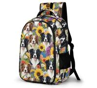WECECE Mochila Border Collie Escolar Niño Adolescente, Mochila Colegio Niña para Juveniles Chico 8 a 18 Años con Cute Dogs, Mochilas para Portátil