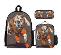 WECECE Mochila Bulldog Francés Escolar con Bolsa de Almuerzo Estuche para Niños, Mochila Cachorro Animal para Niños, Adolescentes, Escuela Primaria y Secundaria
