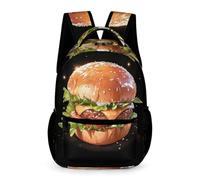 WECECE Mochila Burger Print Escolar Niña Estampados Coloridos 3D Mochila Escolar Comida Estampada Infantil, Niños Niñas Estudiantes Mochilas Escolares