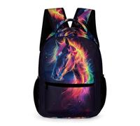 WECECE Mochila Caballo Chicos Chicas 9-13 Años Bolsa Escolar Animal Tema Curso 4-6 y 1º-2º ESO Estudiantes Mochila de Colegio Impermeable 43x32x15 cm para Libros Cuadernos