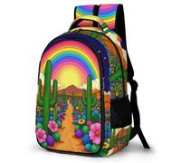 WECECE Mochila Cactus Arcoíris Adolescente Chicos - Mochila con Tema de Plantas Instituto Bachillerato para Ordenador Mochilas Casual Ligera Vuelta Al Cole, Cumpleaños O Navidad