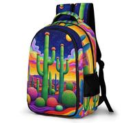 WECECE Mochila Cactus Escolar Niño, Mochilas Adolescente Chica, Mochila Escolar Niña a Partir De 5° Grado, Mochilas Casual con Tema de Plantas, para Escuela Primaria y Secundaria