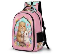 WECECE Mochila Capibara Escolar para Niño Adolescentes De 8 a 13 Años - Informal, Elegante y Ligera - Mochila Animal Conejo Colegio Portátil para Secundaria, Instituto y Viajes