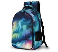 WECECE Mochila Colegio Acuarela Niña Curso 1-4 Mochila Escolar Aurora Niño 7-10 Años Bolsa Escolar para Escolares, Bookbag Ligera y Grande en Vuelta al Cole y Regalo
