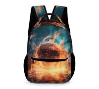 WECECE Mochila Colegio Baloncesto Niños Niñas 8-12 Años Mochila Primaria Motivo de Fuego 2-4 Curso Curso 1-4 Daypack Bolsillo Frontal Práctico Cuadernos Botella Paraguas Regalo Cumpleaños