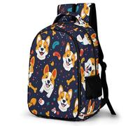 WECECE Mochila Colegio Bonito Corgi Perro Instituto 8-12 Años para Niños Mochila Infantil Cachorro Niñas Mochilas Escolares De Moda, Book Bag para Instituto Viaje y Uso Diario