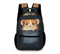 WECECE Mochila Colegio Bonito Hámster Infantil Colegio 6-10 Años Mochila Pequeño Animal 1-3 Curso Niñas Backpack Niños Resistente Uso Diario Libros Botella Paraguas Outdoor Tiempo Libre