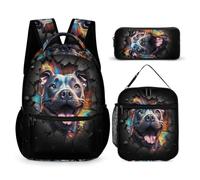 WECECE Mochila Colegio Bulldog Francés Niño Primaria con Bolsa de Almuerzo y Estuche, Mochila Infantil Perro Animal Chica 6-11 Años para Uso Diario y Escuela