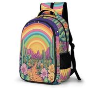 WECECE Mochila Colegio Colorido Cactus Niña 12 Años Mochila Secundaria Estampado de Plantas Chica Instituto Bookbag, Duradera Cómoda Moderna Vuelta al Cole Actividades Escolares