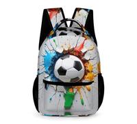 WECECE Mochila Colegio Colorido Fútbol para Niños 6-12 Años Bolsa Colegio Fútbol 4-6 Curso Niñas Escolar Primaria Bookbag Bolsillo Frontal Práctico Cuadernos Botella Paraguas Vuelta al Cole