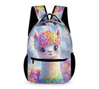 WECECE Mochila Colegio Colorido Llama para Niños 3-5 Curso Bolsa Escolar Motivo Animal Alpaca Niñas 10-13 Años Bookbag Ligera Resistente Libros Cuadernos Botella Regalo Escolar