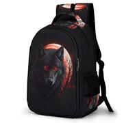 WECECE Mochila Colegio Cool Lobo Luna Chicos y Chicas Cursos Medios Bolsa Escolar Animal Lobos 11-15 Años Mochila Juvenil, Bookbag Ligera y Grande para Regalo de Cumpleaños Uso Diario