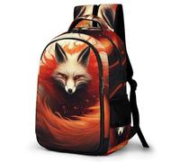 WECECE Mochila Colegio Diseño Zorro Chicos y Chicas Curso 2-4 Bolsa Escolar Animal Zorro 10-16 Años Mochila Juvenil, School Bag Impermeable Duradera para Colegio y Excursión