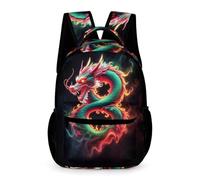 WECECE Mochila Colegio Dragón Colegio Primaria Niño Bolsa Escolar Estilo Chino 2-4 Curso Niña 8-12 Años Backpack Ligera con Bolsillos Laterales Libros Objetos Pequeños Excursión Viaje Diario
