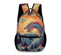 WECECE Mochila Colegio Dragón Estudiantes Chicos y Chicas 11 Años Mochila Primaria Estilo Chino 4-6 Curso Escolar Primaria Bookbag Resistente Uso Diario Libros Objetos Pequeños Vuelta al Cole