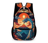 WECECE Mochila Colegio Dragón Infantil Primaria 6-10 Años Bolsa Colegio Estilo Chino 2 Curso Niña Escolares Niño Backpack Ligera con Bolsillos Laterales Libros Objetos Pequeños Vuelta al Cole