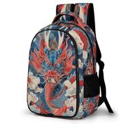 WECECE Mochila Colegio Dragón Niña Primaria 3º-5º Mochila Escolar Estilo Chino Niño 6-10 Años Bolsa Escolar para Escolares, Backpack Moderna Ligera en Viaje y Ocio Gran Capacidad