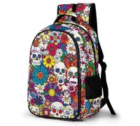 WECECE Mochila Colegio Estampado de Calavera Instituto 8-12 Años Niños Mochila Infantil Esqueleto Chicas Mochilas Escolares De Moda, Book Bag Escuela Excursión y Senderismo