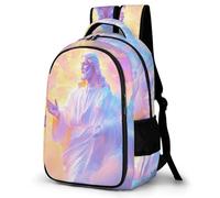 WECECE Mochila Colegio Estampado de Jesús Escolares 11 Años Mochila Motivo de Jesús Cristiano Niños Colegio Daypack Moderna Ligera Duradera Senderismo Viaje Uso Diario Regalo Diario
