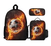 WECECE Mochila Colegio Fútbol Estudiantes con Lonchera y Estuche, Mochilas Fútbol Infantiles Chicas 6-11 Años para Regreso a Clases