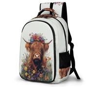 WECECE Mochila Colegio Ganado Instituto 8-12 Años Niños Mochila Infantil Scottish Highland Vaca Chicas Mochilas Escolares Duradera, Backpack Escuela Senderismo y Actividades