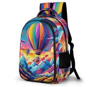WECECE Mochila Colegio Globo Aerostático Chicos y Chicas Curso 2-4 Bolsa Escolar Colorido Paisaje 10-16 Años Mochila Juvenil, School Bag Impermeable Duradera para Colegio y Excursión