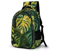 WECECE Mochila Colegio Hojas de Palmera Tropical Chicos y Chicas Estudiantes ESO Bolsa Escolar Planta 9-14 Años Mochila Juvenil, Backpack Resistente y Cómoda para Uso Diario y Deporte