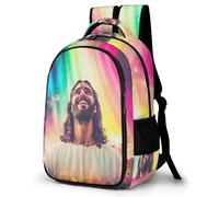 WECECE Mochila Colegio Jesús Motivo Estudiantes 12-16 Años Mochila de Jesús Cristiano Patrón Niño Secundaria School Bag Duradera Ligera Grande Senderismo Viaje Regalo Diario