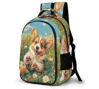 WECECE Mochila Colegio Kawaii Galés Corgi Niña Curso 2-5 Mochila Escolar Animal Cachorro Niño 8-11 Años Bolsa Escolar para Escolares, Backpack Resistente y Cómoda en Uso Diario y Paseo
