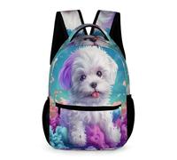 WECECE Mochila Colegio Kawaii Perro Niños y Niñas 9-13 Años Bolsa Colegio Bonito Bichón Maltés Cachorro 3-5 Curso Bolsa de Escuela Libros Cuadernos Botella Vuelta al Cole