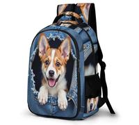 WECECE Mochila Colegio Lindo Corgi Diseño Chicos y Chicas Colegio Nivel Medio Bolsa Escolar Animal Cachorro 11-14 Años Mochila Juvenil, School Bag Resistente y Cómoda para Vuelta al Cole y Regalo