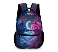 WECECE Mochila Colegio Lobo Luna Chicos Escolar Primaria Bolsa Escolar Lobos 3 Curso Chicas 10-13 Años Mochila Estudiantes Ligera Resistente Cuadernos Botella Paraguas Colegio Viaje Uso Diario