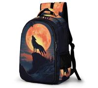 WECECE Mochila Colegio Lobo Luna Chicos y Chicas ESO 2º-4º Bolsa Escolar Lobos de Luna 10-14 Años Mochila Juvenil, School Bag Moderna Ligera para Excursión Escolar Gran Capacidad
