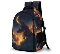 WECECE Mochila Colegio Lobo Luna Niña Primaria 1º-3º Mochila Escolar Lobos de Luna Niño 10-12 Años Bolsa Escolar para Escolares, Daypack Grande y Resistente en Senderismo y Salidas