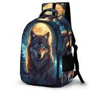 WECECE Mochila Colegio Luna Llena Lobos Niña Colegio Curso 3-5 Mochila Escolar Luna Lobo Niño 7-12 Años Bolsa Escolar para Escolares, Bookbag Grande y Resistente en Regalo de Cumpleaños