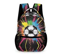 WECECE Mochila Colegio Motivo de Fútbol Niños Niñas 6-12 Años Mochila Primaria Fútbol Amantes 3 Curso Bookbag Ligera con Bolsillos Laterales Libros Cuadernos Botella Regalo Cumpleaños