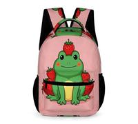 WECECE Mochila Colegio Motivo de Rana 2-4 Curso Niños Niñas Bolsa Escolar Pequeño Animal 8-12 Años Bolsa de Escuela Bolsillo Frontal Práctico Libros Cuadernos Botella Paseo Viaje Colegio