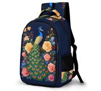 WECECE Mochila Colegio Motivo Pavo Real Niña Escolares Curso 4-6 Mochila Escolar Animal Niño 9-13 Años Bolsa Escolar para Escolares, Daypack Impermeable Duradera en Escuela y Viaje