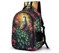 WECECE Mochila Colegio Motivo Pavo Real Niña Escolares Curso 4-6 Mochila Escolar Animal Niño 9-13 Años Bolsa Escolar para Escolares, Daypack Impermeable Duradera en Escuela y Viaje