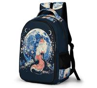 WECECE Mochila Colegio Motivo Zorro Chicos y Chicas Colegio Nivel Medio Bolsa Escolar Animal Luna 11-14 Años Mochila Juvenil, School Bag Resistente y Cómoda para Vuelta al Cole y Regalo