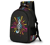 WECECE Mochila Colegio Música Amante Instituto 8-12 Años Niños Mochila Infantil Musical Notes Niñas Mochila Estilo Puerta de Frigorifico, Backpack Instituto Viaje y Uso Diario