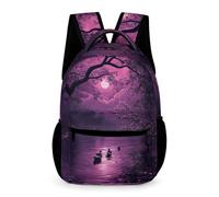 WECECE Mochila Colegio Paisaje Estudiantes Chicos y Chicas 11 Años Mochila Primaria Noche Scene 4-6 Curso Escolar Primaria Bookbag Resistente Uso Diario Libros Objetos Pequeños Vuelta al Cole