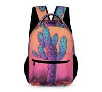 WECECE Mochila Colegio Patrón de Cactus Niño 11 Años Bolsa Escolar Plantas Cactus 2 Curso Niña Curso 2-5 Bookbag Bolsillo Frontal Práctico Libros Botella Paraguas Paseo Viaje Colegio