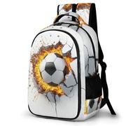 WECECE Mochila Colegio Patrón de Flamenco Fútbol 3D Chica 14 Años Mochila Balón de Fútbol Estudiantes Instituto School Bag Cómoda Moderna Grande Vuelta al Cole Actividades Escolares