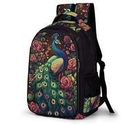 WECECE Mochila Colegio Pavo Real Chicos y Chicas ESO 1º-4º Bolsa Escolar Animal 10-15 Años Mochila Juvenil, Backpack Ligera y Grande para Senderismo y Salidas Gran Capacidad